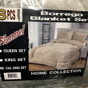 3pc Home Collection Sunrise FLANNEL SHERPA Comforter Set - CALI KING- NEW